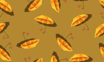 Seamless stylish pattern of umbrella on yellow background. vector