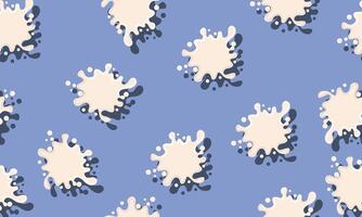 Milk splash seamless pattern isolated on blue background. vector
