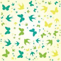 seamless pattern with colorful birds and butterflies vector