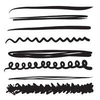 Set of artistic pen brushes. Hand drawn grunge strokes. Doodle lines, various dividers for web sites. vector