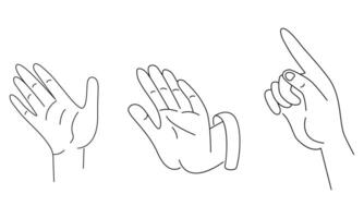 Set of hand gestures in outline. Illustration isolated on a white background. vector