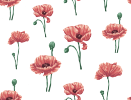 Poppy pattern for fabric and textile print png