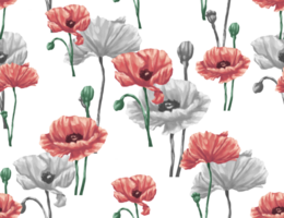 Poppy pattern for fabric and textile print png