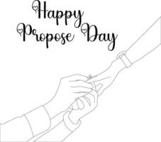 one line drawing hand holding propose day vector