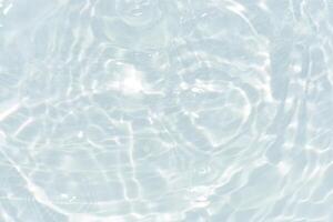 Blue water with ripples on the surface. Defocus blurred transparent blue colored clear calm water surface texture with splashes and bubbles. Water waves with shining pattern texture background. photo