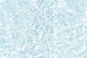 Blue water with ripples on the surface. Defocus blurred transparent blue colored clear calm water surface texture with splashes and bubbles. Water waves with shining pattern texture background. photo