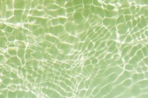 Blue water with ripples on the surface. Defocus blurred transparent blue colored clear calm water surface texture with splashes and bubbles. Water waves with shining pattern texture background. photo