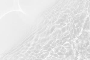 Blue water with ripples on the surface. Defocus blurred transparent blue colored clear calm water surface texture with splashes and bubbles. Water waves with shining pattern texture background. photo