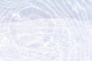 Bluewater waves on the surface ripples blurred. Defocus blurred transparent blue colored clear calm water surface texture with splash and bubbles. Water waves with shining pattern texture background. photo