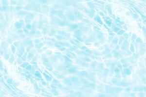 Bluewater waves on the surface ripples blurred. Defocus blurred transparent blue colored clear calm water surface texture with splash and bubbles. Water waves with shining pattern texture background. photo