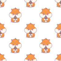 Seamless pattern with funny hamster eats seed png