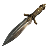 A dagger with a gold handle and a silver blade transparent background. png