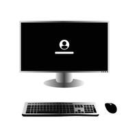 computer with keyboard and mouse illustration vector