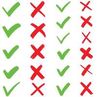 a check marks set in green and red vector