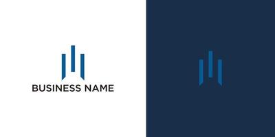 Initials letter M with statistics arrow logo design illustration template vector
