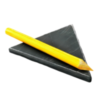 a pencil and a triangle on a black block on transparent background. png