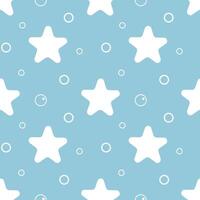 Pattern semless with Starfish and bubbles isolated on light blue background. For textile, fabric, greeting card, invitation. vector