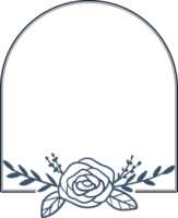 Botanical round frame with hand drawn flower and leaves png