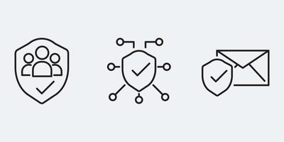 Set icon sign outline simple design vector