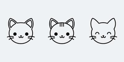 Set icon cat sign outline simple design vector