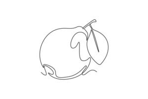 Single continuous line drawing whole healthy organic java guava for orchard logo identity. Fresh exotic fruitage concept for fruit garden icon. Dynamic one line draw graphic design illustration vector