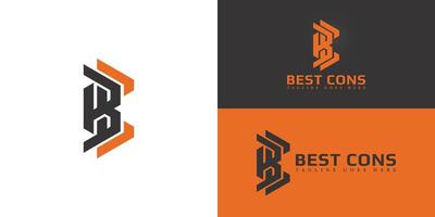 Abstract initial letters BC or CB logo in brown-orange color isolated on multiple background colors. The logo is suitable for construction company logo design illustration inspiration templates vector
