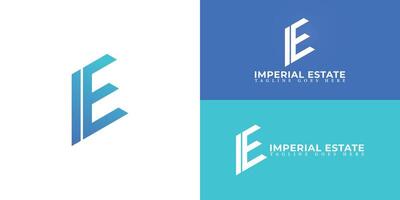 Abstract initial letters IE or EI logo in gradient blue color isolated on multiple background colors. The logo is suitable for real estate investor company logo design illustration inspiration vector