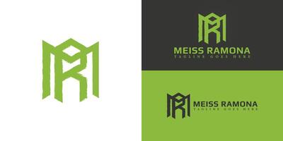 Abstract initial hexagon letters RM or MR logo in green color isolated on multiple background colors. The logo is suitable for a personal coach or therapist logo design illustration inspiration vector
