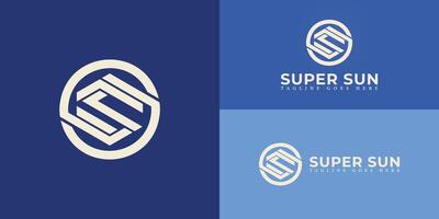 Abstract initial circle letters S or SS logo in white-gold color isolated on multiple background colors. The logo is suitable for a solar installation business logo design illustration vector