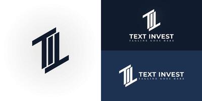 Abstract initial letters TI or IT logo in deep blue color isolated on multiple background colors. The logo is suitable for boutique investment company logo design illustration inspiration vector