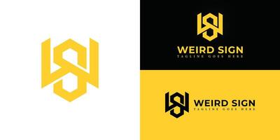Abstract initial hexagon letters WS or SW logo in yellow color isolated on multiple background colors. The logo is suitable for warehouse equipment logo design illustration inspiration templates vector