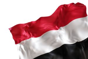 Realistic flag of Yemen with folds, on transparent background. Footer, corner design element. Cut out. Perfect for patriotic themes or national event promotions. 3D render. png