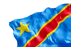 Realistic flag of Democratic Republic of the Congo, on transparent background. Footer, corner design element. Cut out. Perfect for patriotic themes or national event promotions. 3D render. png