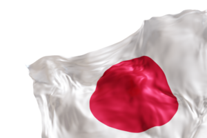 Realistic flag of Japan with folds, on transparent background. Footer, corner design element. Cut out. Perfect for patriotic themes or national event promotions. 3D render. png