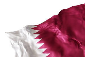 Realistic flag of Qatar with folds, on transparent background. Footer, corner design element. Cut out. Perfect for patriotic themes or national event promotions. 3D render. png