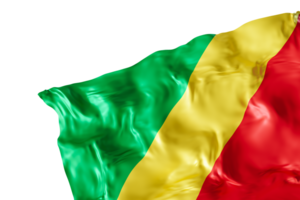Realistic flag of Republic of the Congo, on transparent background. Footer, corner design element. Cut out. Perfect for patriotic themes or national event promotions. 3D render. png