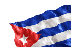 Realistic flag of Cuba with folds, on transparent background. Footer, corner design element. Cut out. Perfect for patriotic themes or national event promotions. 3D render. png