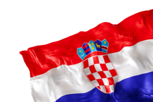 Realistic flag of Croatia with folds, on transparent background. Footer, corner design element. Cut out. Perfect for patriotic themes or national event promotions. 3D render. png