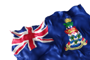 Realistic flag of Cayman Islands, with folds, on transparent background. Footer, corner design element. Cut out. Perfect for patriotic themes or national event promotions. 3D render. png