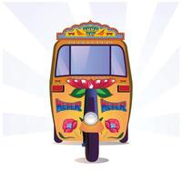 Front view of Indian auto-rickshaw. tuk-tuk in Thailand, meter typo on it vector