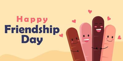 flat design happy friendship day horizontal banner illustration vector