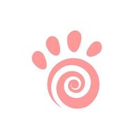Paw spiral circle logo abstract shape pet foot print vector