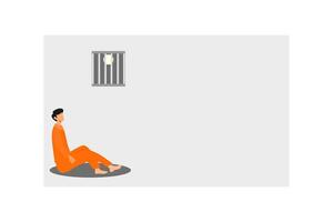 man reflects on mistakes in prison flat design vector