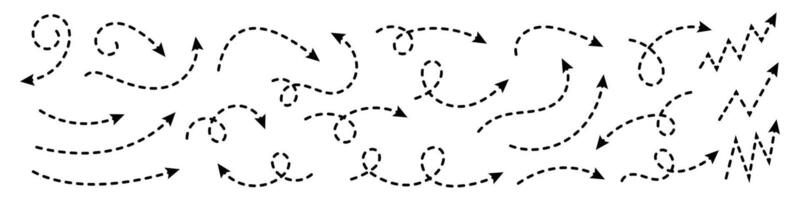 Curved dotted arrow. Zigzag arrow stripes design with dotted lines. vector