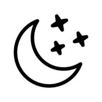 Crescent moon with stars icon on white background. Night icon. Crescent moon icon. Minimalist style. vector