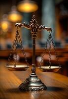 A pair of scales with a chain hanging from each side photo
