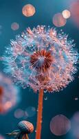 A close up of a flower with water droplets on it photo