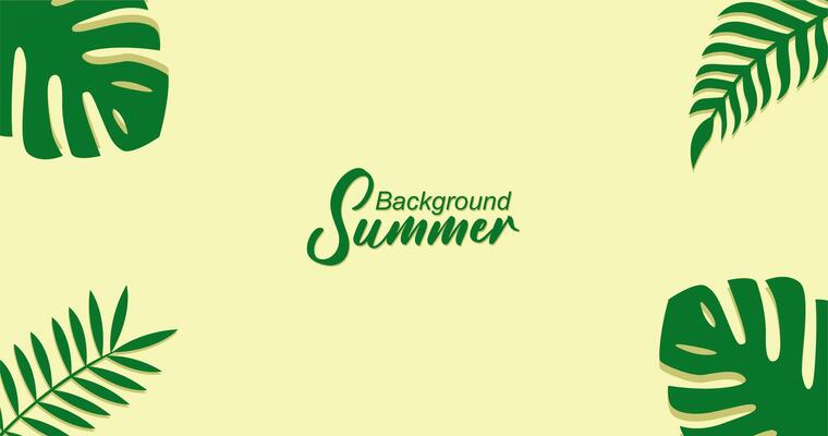 Summer tropical background with palm leaves. illustration in flat style.