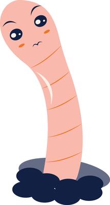 Earthworm Cartoon Character Isolated on White Background. Earthworm Mascot. Illustration Design.