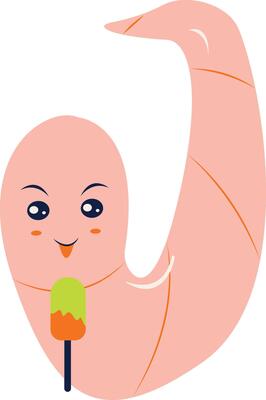 Earthworm Cartoon Character Isolated on White Background. Earthworm Mascot. Illustration Design.